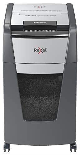 Rexel Optimum Auto Feed+ 225 Sheet Automatic Micro Cut Paper Shredder, P-5 Security, Small Office Use, 60 Litre Removable Bin, Castor Wheels, 2020225MAU, Black