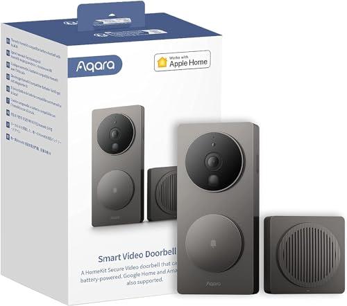 Aqara Video Doorbell G4 (Chime Included), 1080p FHD HomeKit Secure Video Doorbell Camera, Local Face Recognition and Automations, Wireless or Wired, Supports Apple Home, Alexa, Google