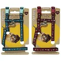 Rosewood Paw Print Harness and Lead Set, Large