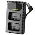 NITECORE USN1 USB Camera Battery Charger for Sony NP-FW50 Batteries, Dual Slot Travel Charger, Black