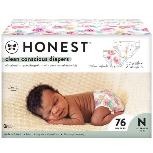 The Honest Company, Club Box, Clean Conscious Diapers, Rose Blossom + Tutu Cute, Size 0 Newborn, 76 Count