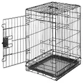 Amazon Basics Foldable Metal Wire Dog Crate with Tray, Single Door, 60cm Length, Black