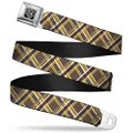 Buckle-Down Seatbelt Buckle Belt, Plaid X Brown/White/Gold, Youth, 20 to 36 Inches Length, 1.0 Inch Wide
