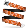 Buckle-Down Seatbelt Buckle Belt, Plaid X4 Orange/White, Youth, 20 to 36 Inches Length, 1.0 Inch Wide