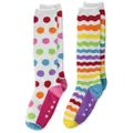 Jefferies Socks girls Girl's Colorful Rainbow Fuzzy Slipper Knee High Socks 2 Pack, Rainbow, Small