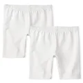 The Children's Place Girls Solid Bike Shorts, White 2-Pack, Large