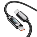 Baseus PD 100W USB C to Cable, 5A Fast Charging Cable with LED Display, Zinc Alloy Nylon Braided Type 6.6ft for Samsung S21 S20 Note 20 MacBook Pro Google Pixel etc Black CATSK-C01-Falv-US