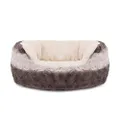 Rosewood 40 Winks Snuggle Oval Plush Dog Bed, Grey/Cream
