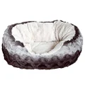 Rosewood 4375 40 Winks Snuggle Oval Plush Dog Bed, Grey/Cream