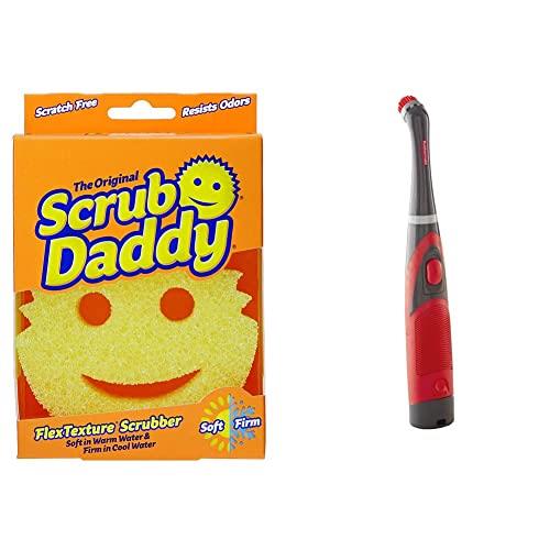 Scrub Daddy Flex Texture Cleaning Sponge, Original Yellow 4 1/8 inches & Rubbermaid Reveal Power Scrubber, Grout & Tile Bathroom Cleaner, Shower Cleaner, and Bathtub Cleaner, Multi-Purpose Scrub Brush
