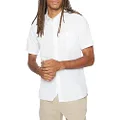 Hurley Men's One and Only Textured Short Sleeve Button Up, White, Medium