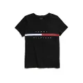 Tommy Hilfiger Women’s Adaptive Short Sleeve Signature Stripe T-Shirt with Magnetic Buttons, Th Deep Black, X-Small