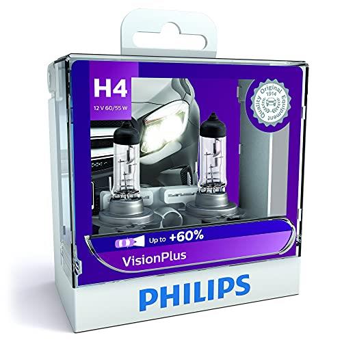 Philips 12342VPS2 Vision Plus Car Headlight H4 Bulb, 12V 60/55W