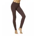 HUE Women's Ultra Leggings with Wide Waistband, Espresso, Large
