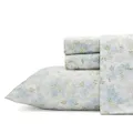 Laura Ashley - Queen Sheets, Soft Sateen Cotton Bedding Set - Sleek, Smooth, & Breathable Home Decor (Rena Teal, Queen)