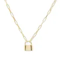 gorjana Women’s Kara Padlock Charm Necklace, Paperclip Link Chain, 18K Gold Plated, Gold Plated Brass