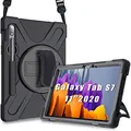 Herize Samsung Galaxy Tab S8/S7 Case 11 Inch 2022/2020, Heavy Duty Shockproof Rugged Case with S Pen Holder, Hand Strap, Carrying Shoulder Strap, Kickstand for Galaxy Tab S7 11 Inch SM-T870 SM-T875 2020 Model- Black