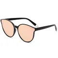 SOJOS Fashion Round Sunglasses for Women Men Oversized Vintage Shades SJ2057 with Black/Pink Mirrored