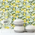 RoomMates RMK11656WP Lemon Zest Yellow and Teal Peel and Stick Wallpaper