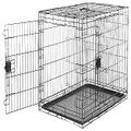 Amazon Basics Foldable Metal Wire Dog Crate with Tray, Double Door, 106cm Length, Black