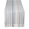 DII Farmhouse Braided Stripe Table Runner Collection, 15x72 (15x77, Fringe Included), Cool Gray