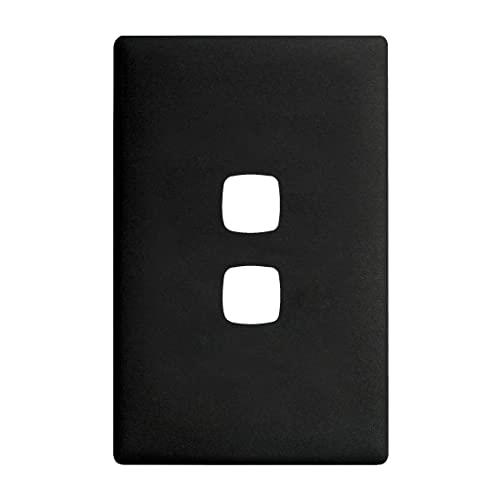HPM Linea 2 Gang Coverplate, 82 mm Length x 127 mm Width, Only Black