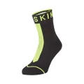 SEALSKINZ Standard Waterproof All Weather Ankle Length Sock with Hydrostop, Black/Neon Yellow, Medium