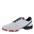 New Balance Men's Striker V3 Golf Shoe, White/Blue/Red, 10.5 US