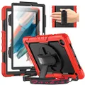 Timecity Case for Samsung Galaxy Tab A8 10.5 inch SM-X200/X205/X207 with 360 Degree Rotatable Kickstand Hand Strap Shoulder Strap for Samsung Galaxy Tab A8 Tablet 2022 Released, Red