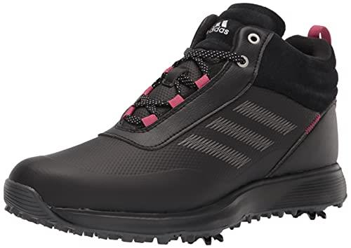 adidas Women's S2g Recycled Polyester Mid Cut Golf Shoes, Core Black/Dark Silver/Wild Pink, 9 US