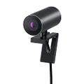 Dell UltraSharp Webcam - WB7022, 4K Sony STARVIS CMOS Sensor, IR Sensor, Proximity Sensor, Multi-Element Lens, White LED Light Indicator, Glass Cover, Black - Annodized Aluminium