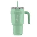 REDUCE Cold1 40 oz Tumbler with Handle - Vacuum Insulated Stainless Steel Water Bottle for Home, Office or Car, Reusable Mug with Straw or Leakproof Flip Lid, Keeps Drinks Cold All Day- Gloss Matcha
