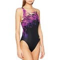 Adidas Women's Infinitex+ Pulse Graphic One Piece Swimsuit, Black/Solar Gold/Shock Purple, 6 Size