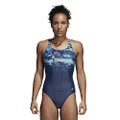 adidas Women's Parley Placed Print Infinitex Drive Swimsuit, Bright Blue/Bright Cyan, 10 Size