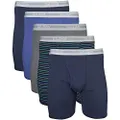 Gildan Men's Underwear Boxer Briefs, Multipack, Mixed Navy (5-Pack), Small