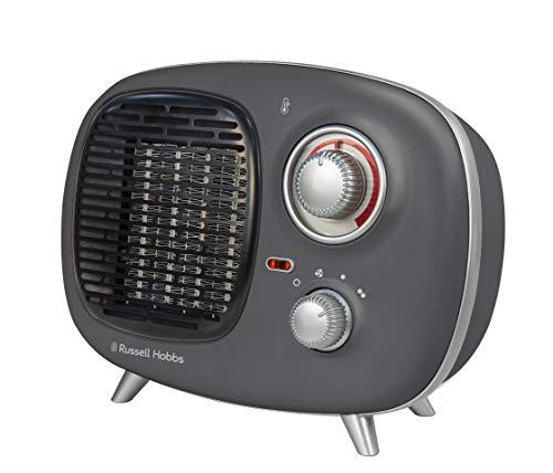 Russell Hobbs RHRETPTC2001G 1.5KW Retro Portable Ceramic Electric Heater in Grey, 2 Heat Settings, Adjustable Thermostat, 15m2 Room Size, 2 Year Guarantee