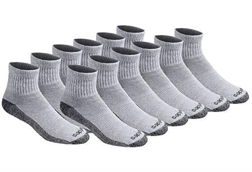Dickies Men's Dri-tech Moisture Control Quarter Socks (6, 12, 18 Pairs), Grey (12 Pairs), 6-12