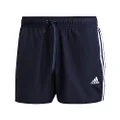 Adidas Men's Very Short Length Classic 3 Stripes Swim Shorts, Black/White, Large