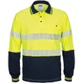 DNC Hi-Vis Cotton Segment Taped Backed Long Sleeve Polo Jersey, 4X-Large, Yellow/Navy