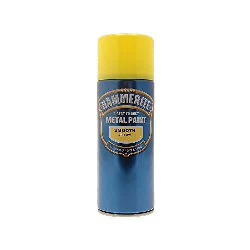 Hammerite Direct to Rust Metal Paint Aerosol with Smooth Finish 285 g, Yellow