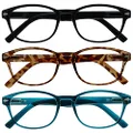 The Reading Glasses Company Special 3 Pack Mix Offer Sea Blue Brown Tortoiseshell Black Womens Mens RRR76-123 +1.50