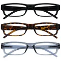 The Reading Glasses Company Black Brown Grey Lightweight Comfortable Readers Value 3 Pack Mens Womens RRR32-127 +1.50