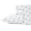 Stone Cottage - Queen Sheets, Cotton Percale Bedding Set, Crisp & Cool Home Decor (Blue Sketchy Ditsy, Queen)