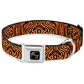 Buckle-Down Seatbelt Buckle Collar, Tiger 2 Orange/Black, 15 to 26 Inches Length x 1.0 Inch Wide