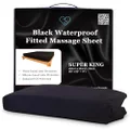 Super King Black Waterproof Fitted Massage Sheet Safe Against Oil & Silicone Hypoallergenic 204cm x 204cm +35cm