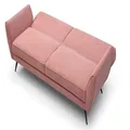 HEQS Elaine 3 Seater Sofa Bed, Polyester, Pink, Fabric and Metal Legs, Polyester Fabric and Metal Legs, Living Room Furniture
