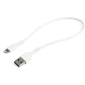 StarTech.com 12inch (30cm) Durable White USB-A to Lightning Cable - Heavy Duty Rugged Aramid Fiber USB Type A to Lightning Charger/Sync Power Cord - Apple MFi Certified iPad/iPhone 12 (RUSBLTMM30CMW)