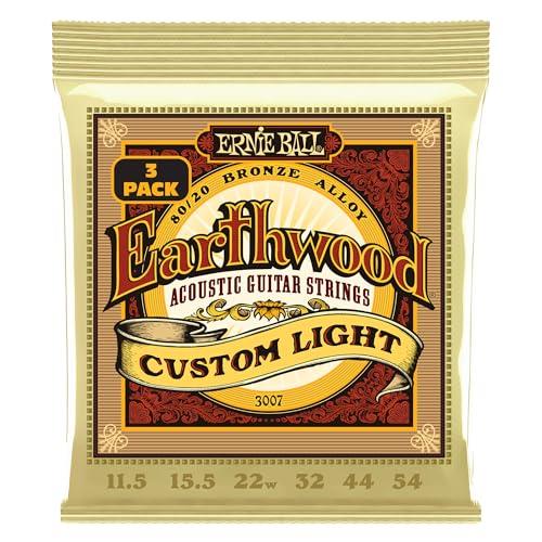 Ernie Ball Earthwood Custom Light 80/20 Bronze Acoustic Guitar Strings 3 Pack - 11.5-54 Gauge
