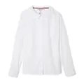 French Toast Girls' Long Sleeve Woven Shirt with Peter Pan Collar (Standard & Plus), White, 8
