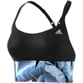 adidas Women's All Me Swim Top, Black/Tech Ink/Glow Blue, 6 Size
